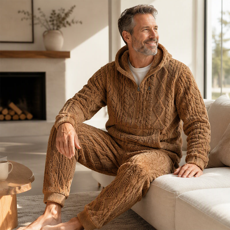 Men's Cosy Cable Knit Hooded Set — Winter 🧥