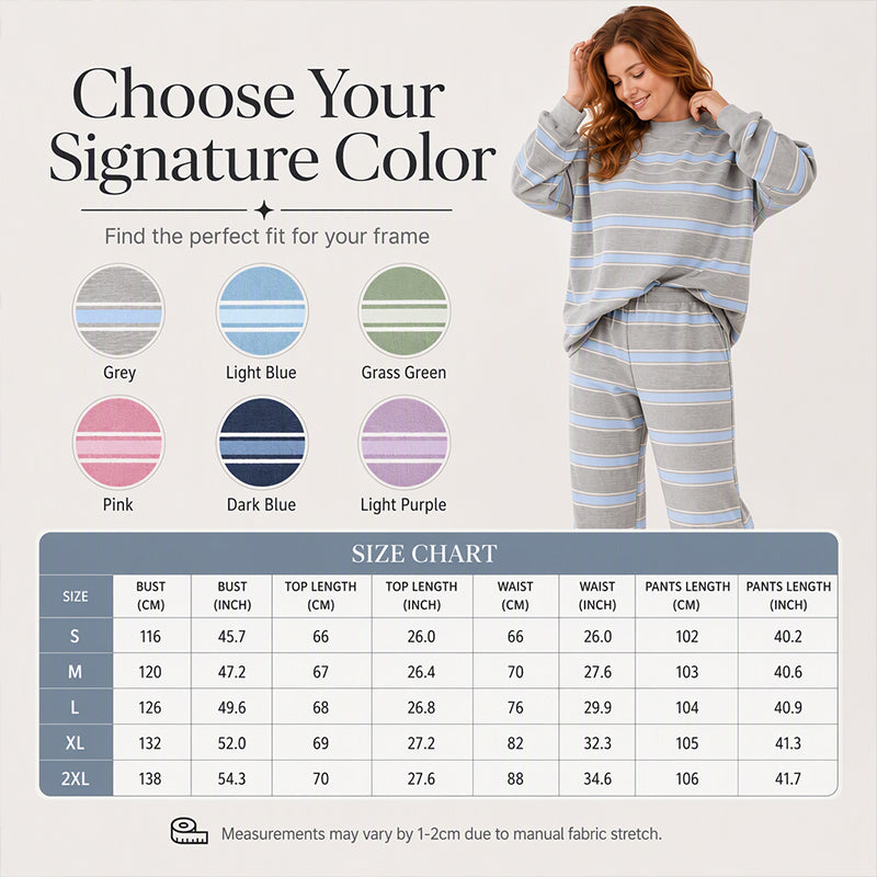 Striped Mock Neck & Wide-Leg — Women’s Top & Pants Set 👚👖