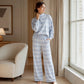 Striped Mock Neck & Wide-Leg — Women’s Top & Pants Set 👚👖