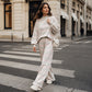 Striped Mock Neck & Wide-Leg — Women’s Top & Pants Set 👚👖