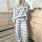 Striped Mock Neck & Wide-Leg — Women’s Top & Pants Set 👚👖
