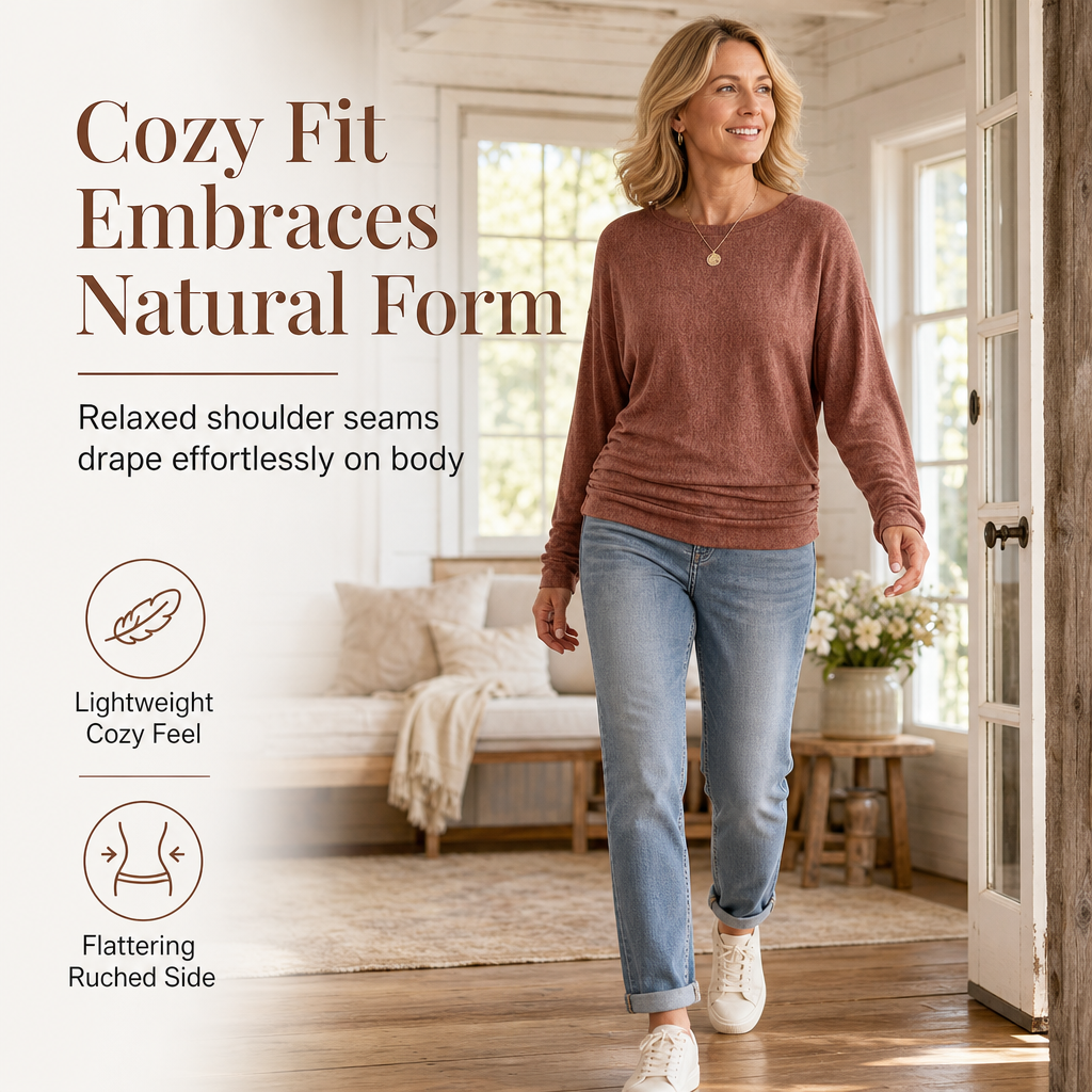 Women's Loose Knit Jumper — Batwing Sleeves, Side Ruched 🧥