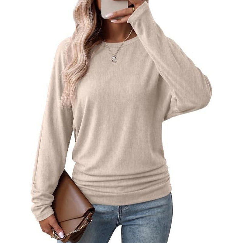 Women's Loose Knit Jumper — Batwing Sleeves, Side Ruched 🧥
