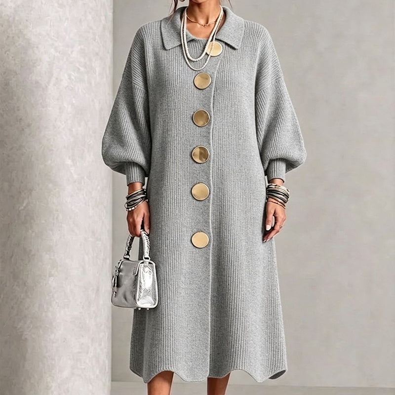Lantern Sleeve & Ribbed Knit — Women’s Maxi Dress 🧶👗