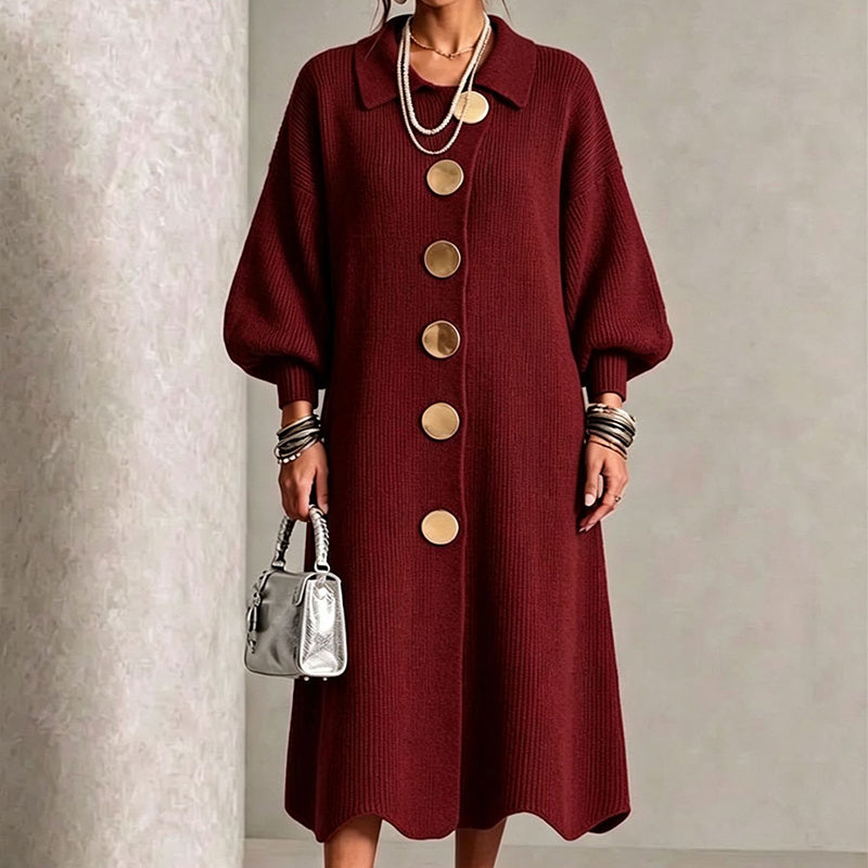 Lantern Sleeve & Ribbed Knit — Women’s Maxi Dress 🧶👗