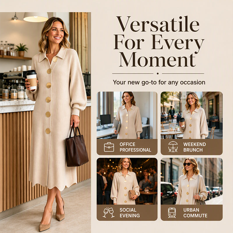Lantern Sleeve & Ribbed Knit — Women’s Maxi Dress 🧶👗
