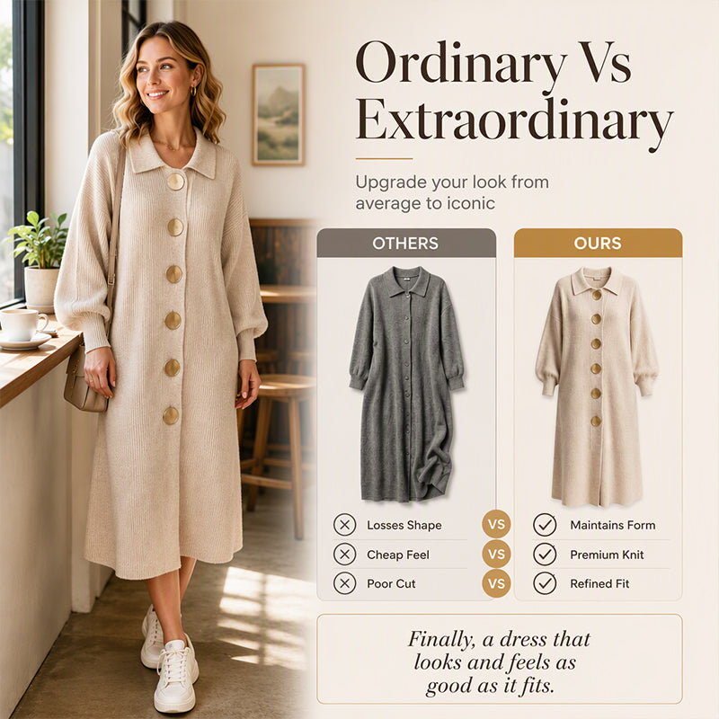 Lantern Sleeve & Ribbed Knit — Women’s Maxi Dress 🧶👗