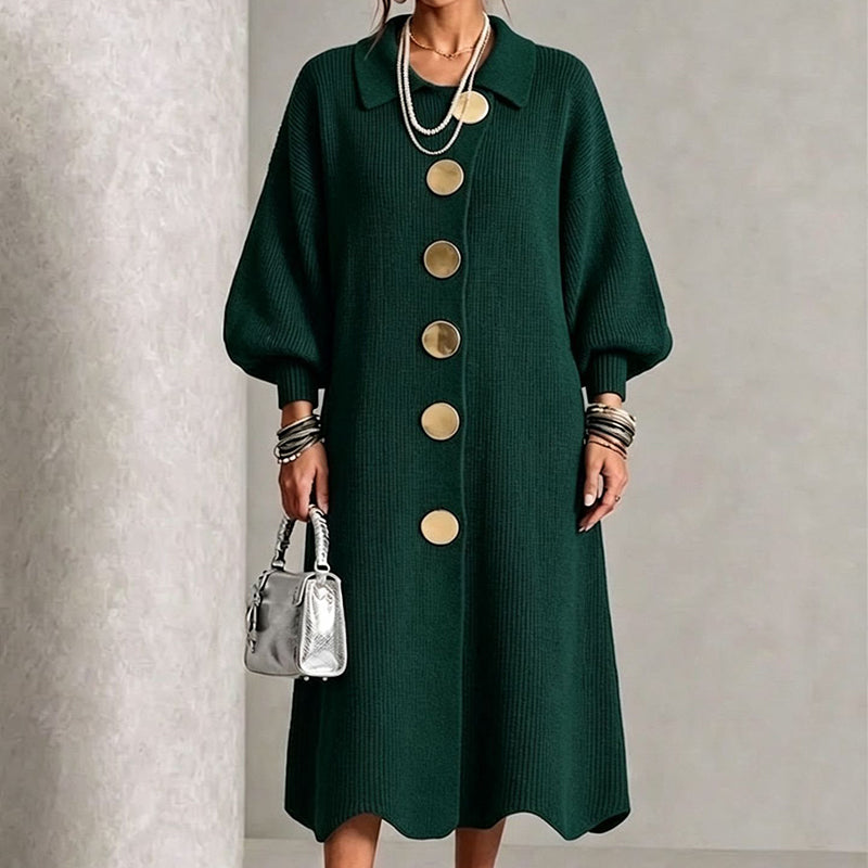Lantern Sleeve & Ribbed Knit — Women’s Maxi Dress 🧶👗