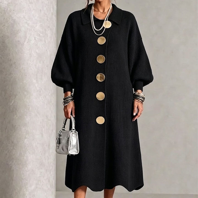 Lantern Sleeve & Ribbed Knit — Women’s Maxi Dress 🧶👗