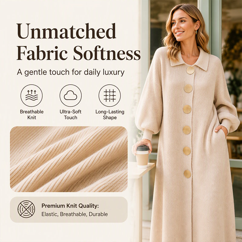Lantern Sleeve & Ribbed Knit — Women’s Maxi Dress 🧶👗