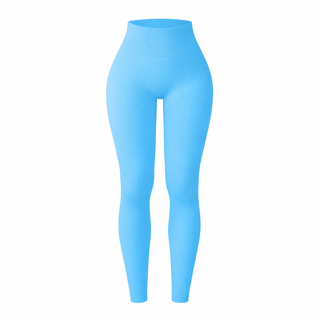 High Waisted Seamless Ribbed Leggings — Yoga Gym Workout 🌿🌬️
