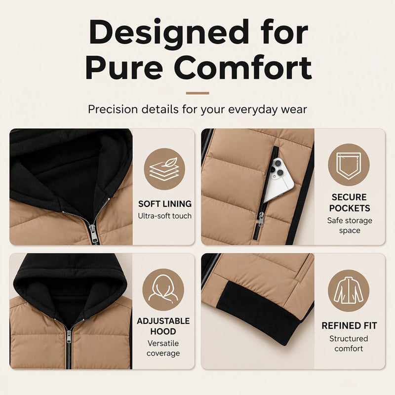 Women's Padded Hooded Jacket — Color-Block 🧥