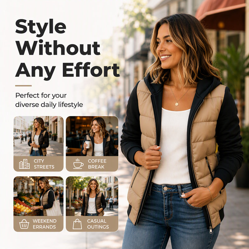 Women's Padded Hooded Jacket — Color-Block 🧥