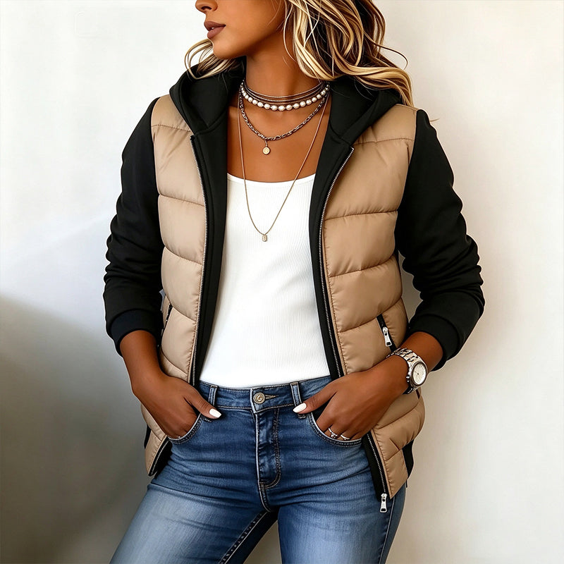 Women's Padded Hooded Jacket — Color-Block 🧥