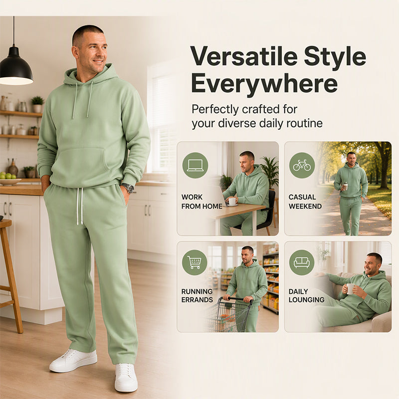 ❄️ Men's Casual Half-Zip Hoodie & Wide-Leg Pants Set | Effortless Matching & Everyday Comfort ✨