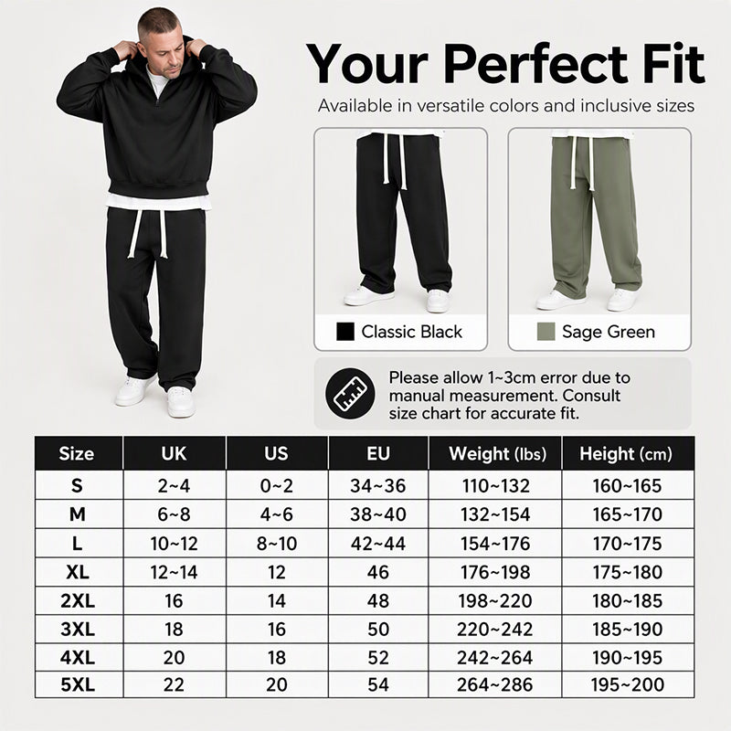 ❄️ Men's Casual Half-Zip Hoodie & Wide-Leg Pants Set | Effortless Matching & Everyday Comfort ✨