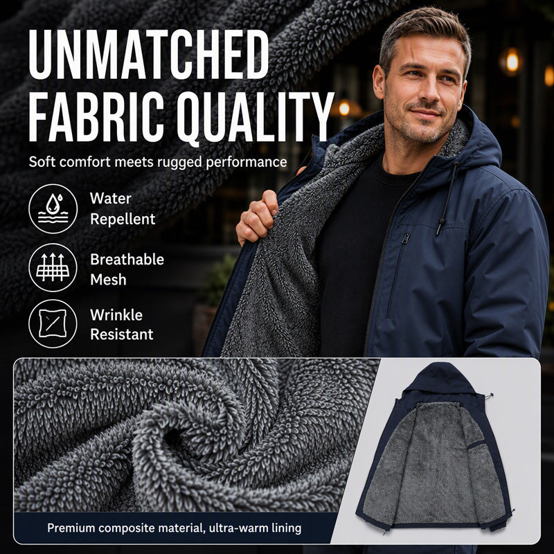 🧥 Men's Windproof Plush-Lined Hooded Jacket | Warm Coverage & Everyday Comfort ✨