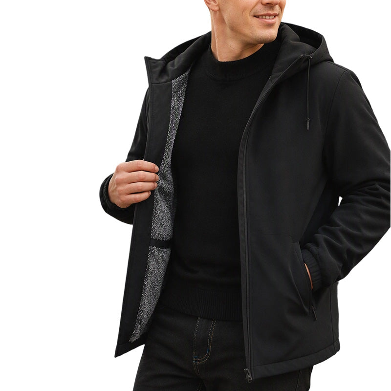 🧥 Men's Windproof Plush-Lined Hooded Jacket | Warm Coverage & Everyday Comfort ✨