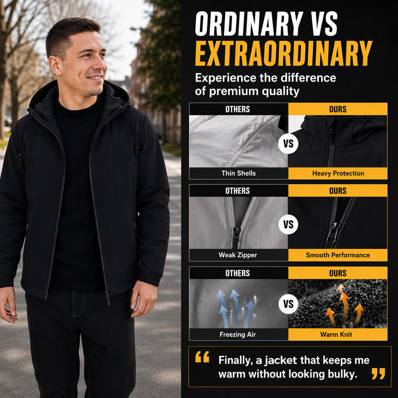 🧥 Men's Windproof Plush-Lined Hooded Jacket | Warm Coverage & Everyday Comfort ✨