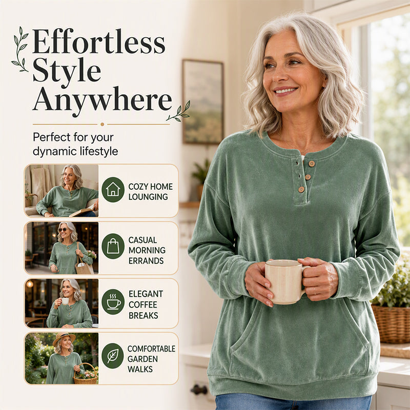 🦢🧥 Women's Golden Velvet Sweatshirt | Soft Touch & Everyday Style ✨