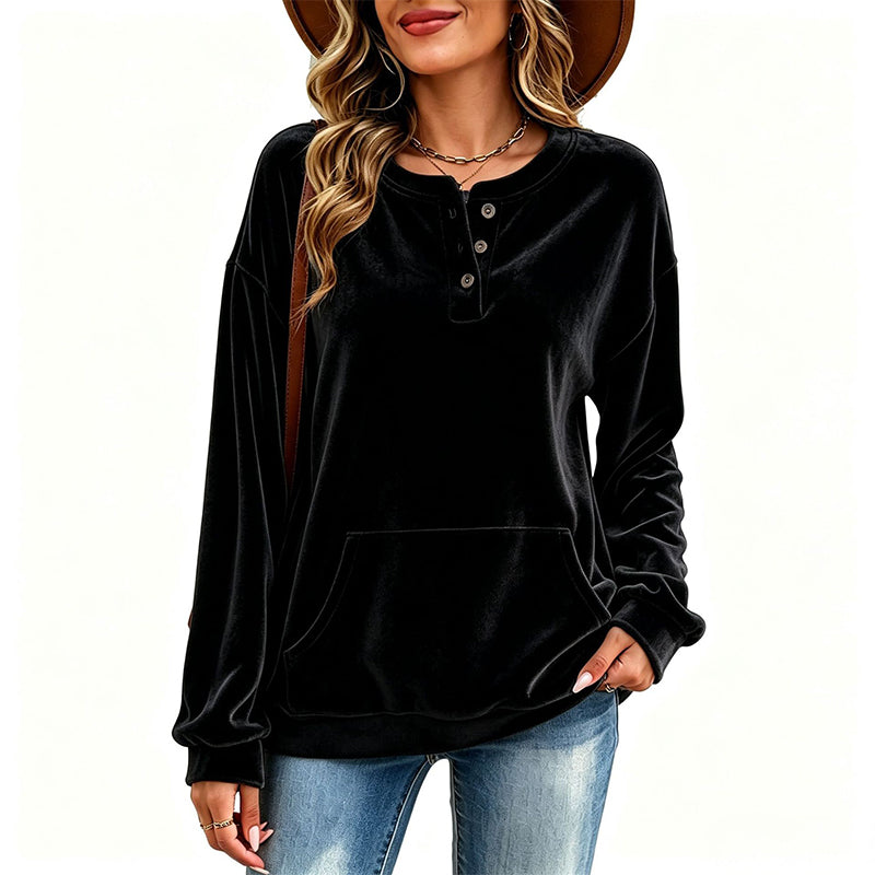 🦢🧥 Women's Golden Velvet Sweatshirt | Soft Touch & Everyday Style ✨