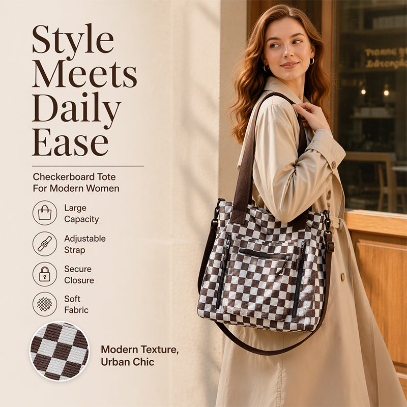 👜 Casual Large Capacity Checkerboard Tote Bag | Roomy & Easy to Style ✨