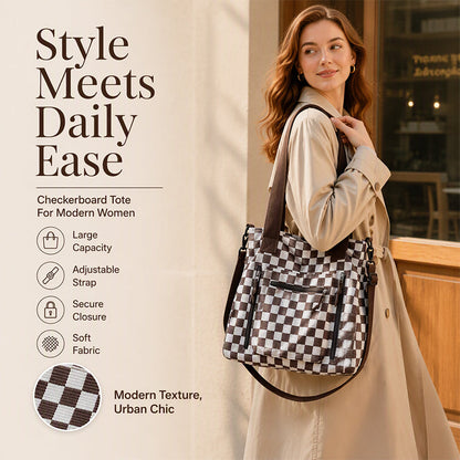 👜 Casual Large Capacity Checkerboard Tote Bag | Roomy & Easy to Style ✨