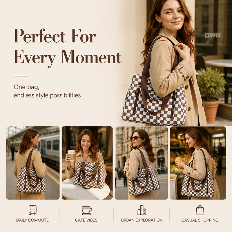 👜 Casual Large Capacity Checkerboard Tote Bag | Roomy & Easy to Style ✨