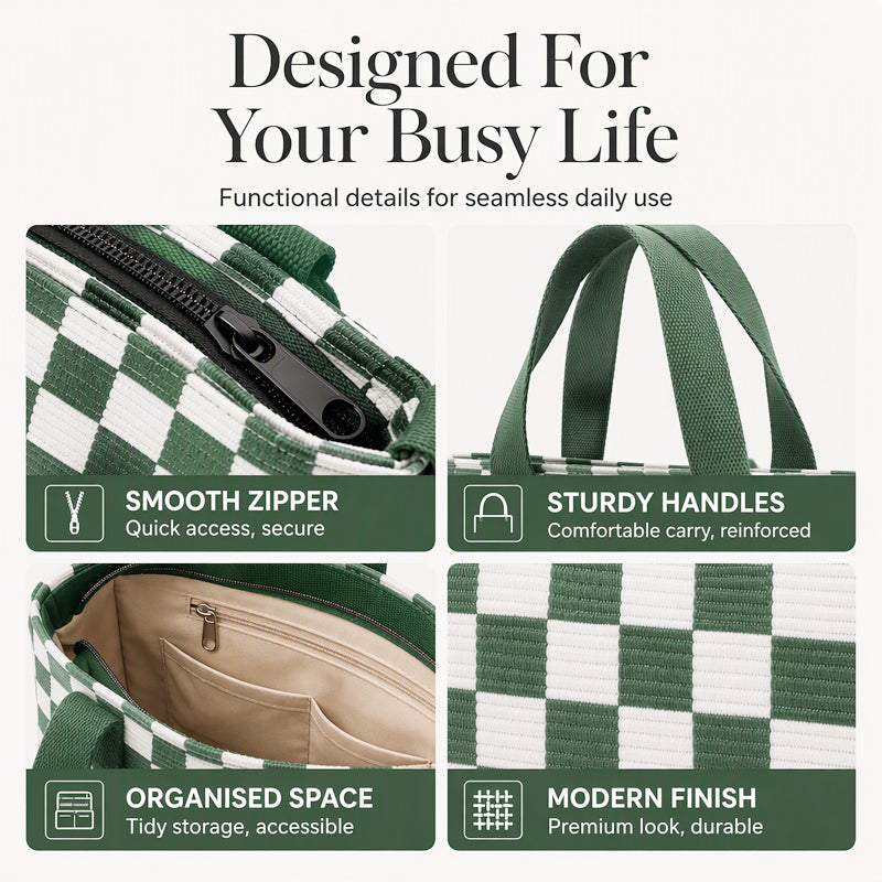 👜 Casual Large Capacity Checkerboard Tote Bag | Roomy & Easy to Style ✨