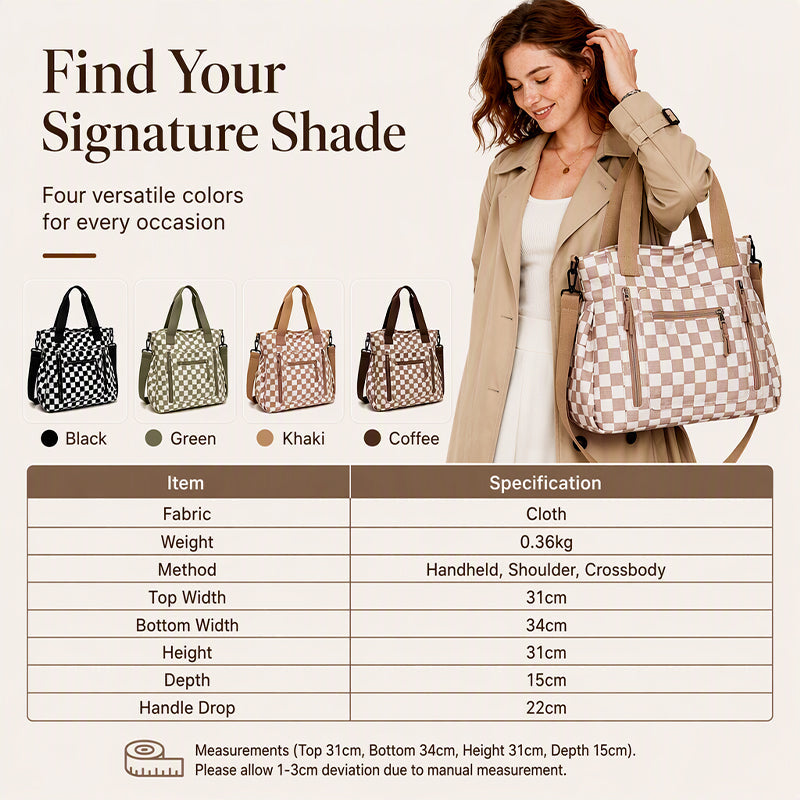 👜 Casual Large Capacity Checkerboard Tote Bag | Roomy & Easy to Style ✨