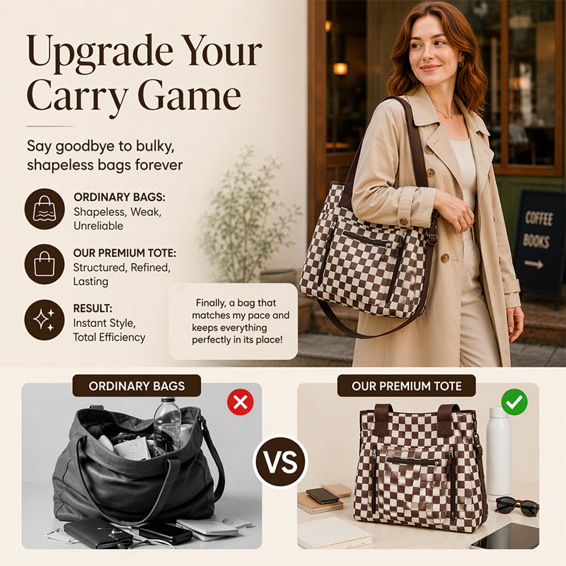 👜 Casual Large Capacity Checkerboard Tote Bag | Roomy & Easy to Style ✨