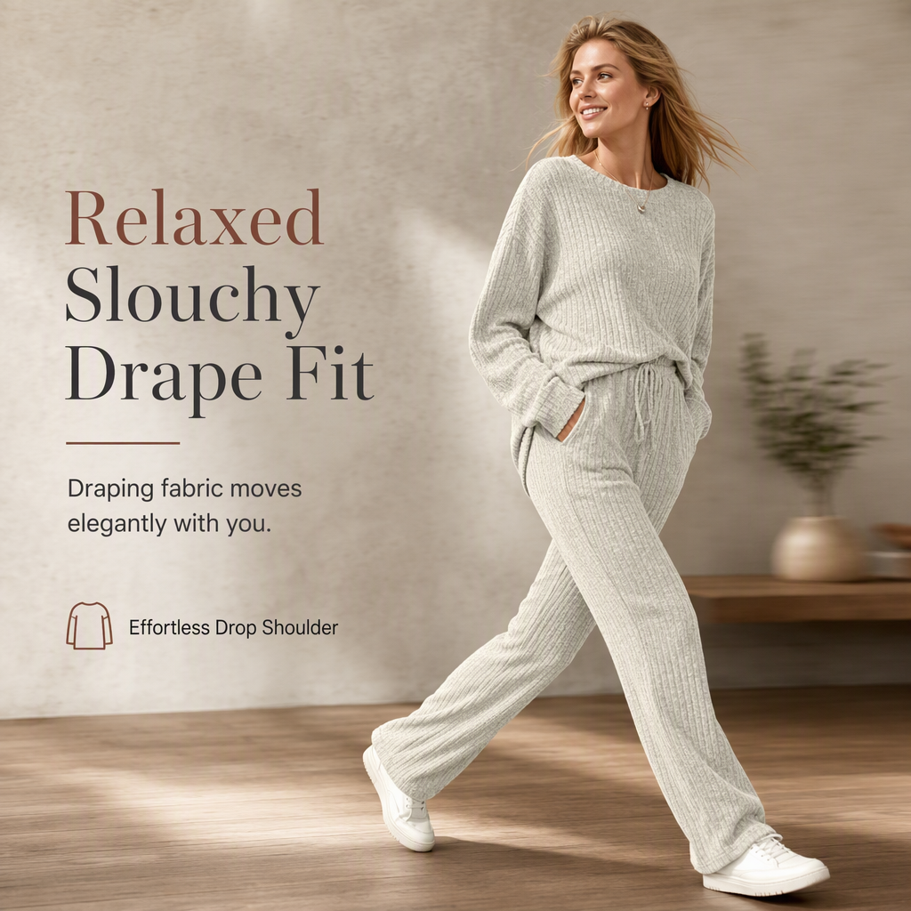 🏡🧥 Women's Casual Knit Loungewear Set | Cozy Comfort & Easy Relaxing Style ✨