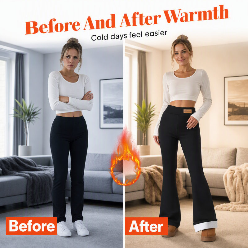 ❄️👖 Women's Plush-Lined Flare Leggings | Cozy Warmth & Flattering Shape ✨