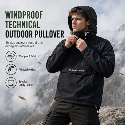 🧥 Outdoor Multi-Pocket Hooded Hiking Windbreaker Jacket | Lightweight Protection & Trail-Ready Utility ✨