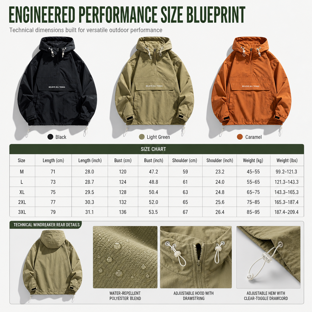 🧥 Outdoor Multi-Pocket Hooded Hiking Windbreaker Jacket | Lightweight Protection & Trail-Ready Utility ✨