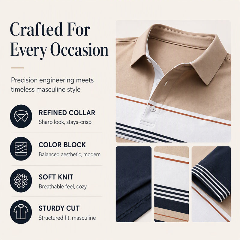 🍂 Men's Classic Color-Block Striped Top | Clean Look & Easy Everyday Style ✨