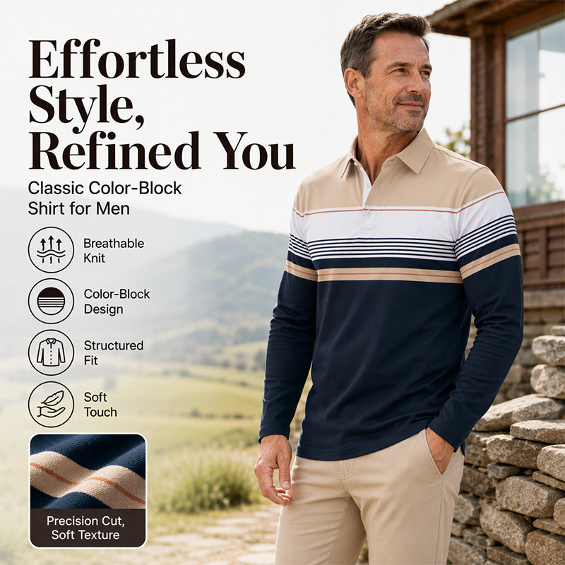 🍂 Men's Classic Color-Block Striped Top | Clean Look & Easy Everyday Style ✨