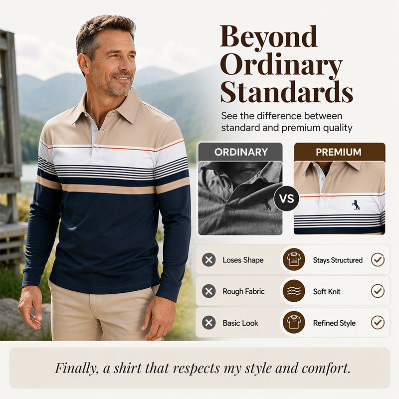 🍂 Men's Classic Color-Block Striped Top | Clean Look & Easy Everyday Style ✨