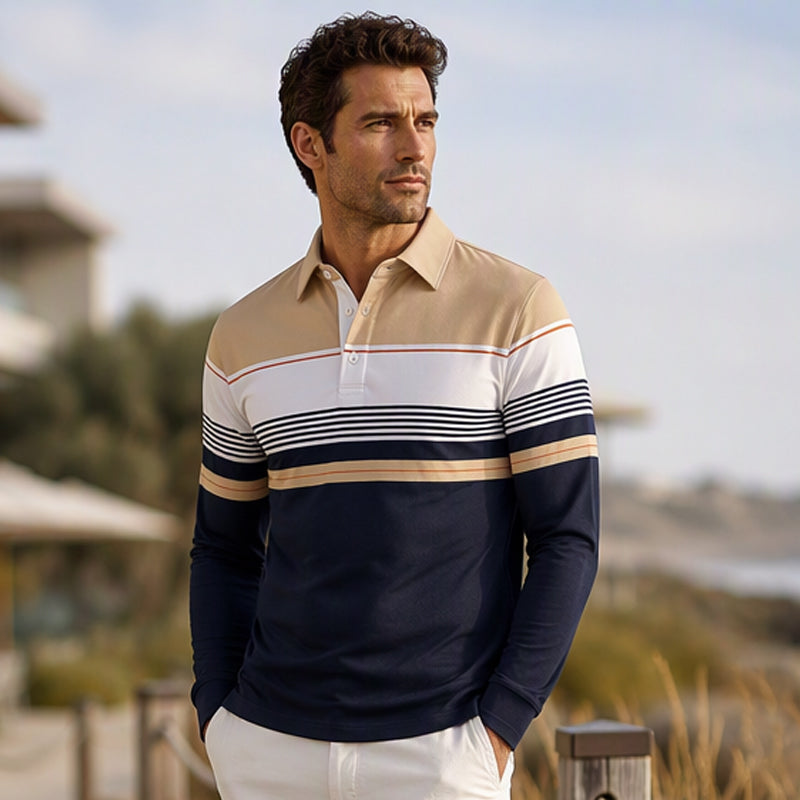 🍂 Men's Classic Color-Block Striped Top | Clean Look & Easy Everyday Style ✨