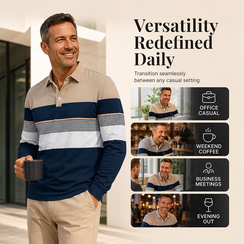 🍂 Men's Classic Color-Block Striped Top | Clean Look & Easy Everyday Style ✨