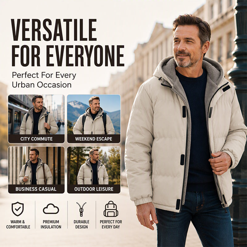 🍁🧥 Men's Winter Thermal Windproof Hooded Jacket | Warm Coverage & Everyday Comfort ✨
