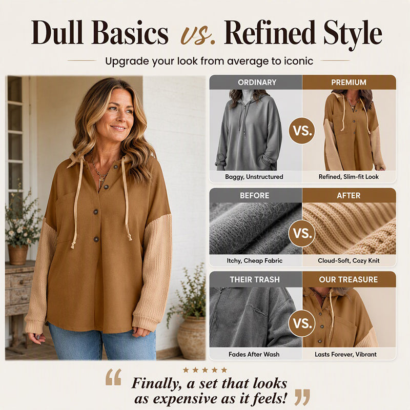 🧥Women's Casual Patchwork Hooded Jacket