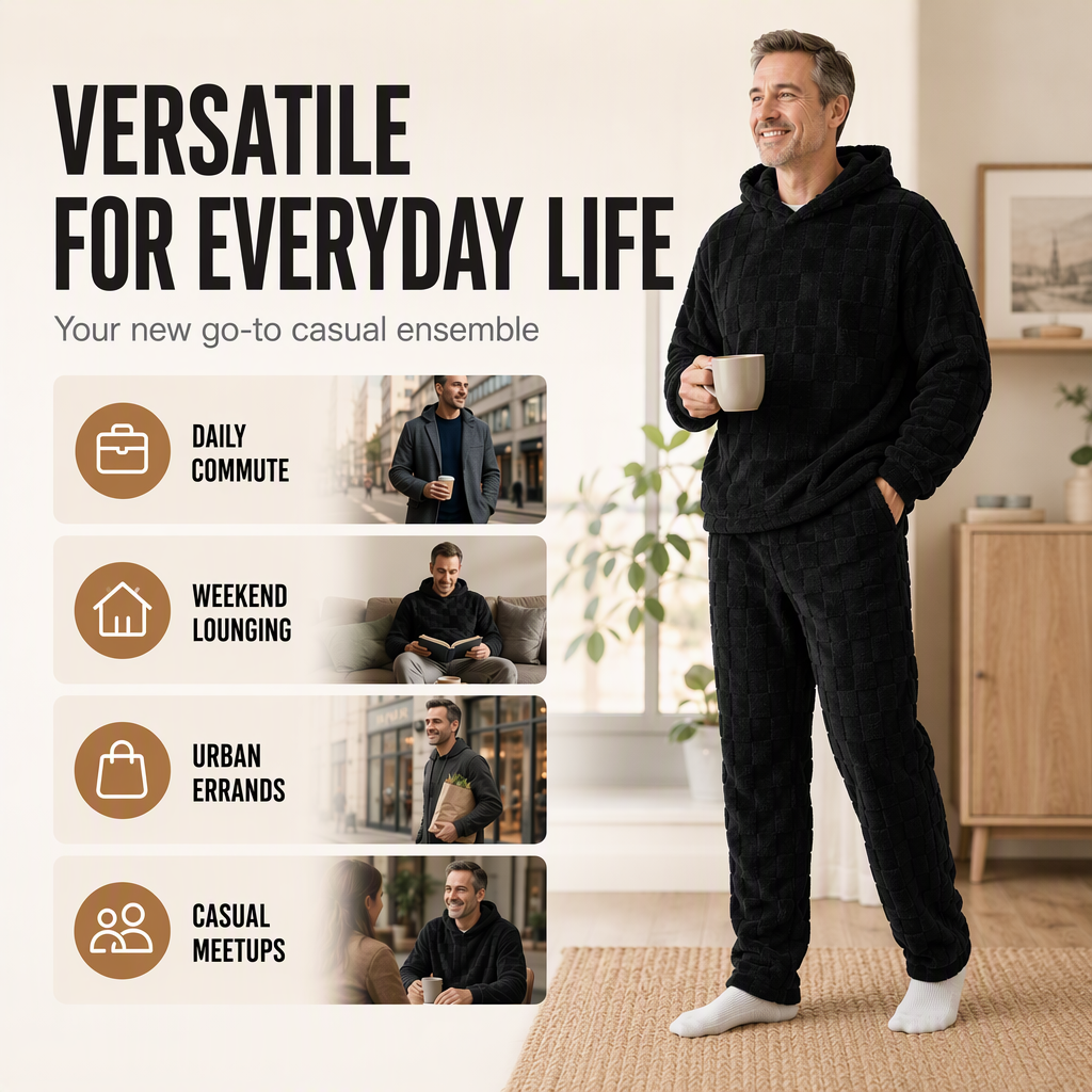 🌨️🧥 Men's Casual Hooded Sweatshirt & Sweatpants Set | Easy Matching & Everyday Comfort ✨
