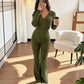 🧥 Women's Ribbed Hooded Zip-Up Jacket & Flare Pants Set | Easy Matching & Everyday Comfort ✨