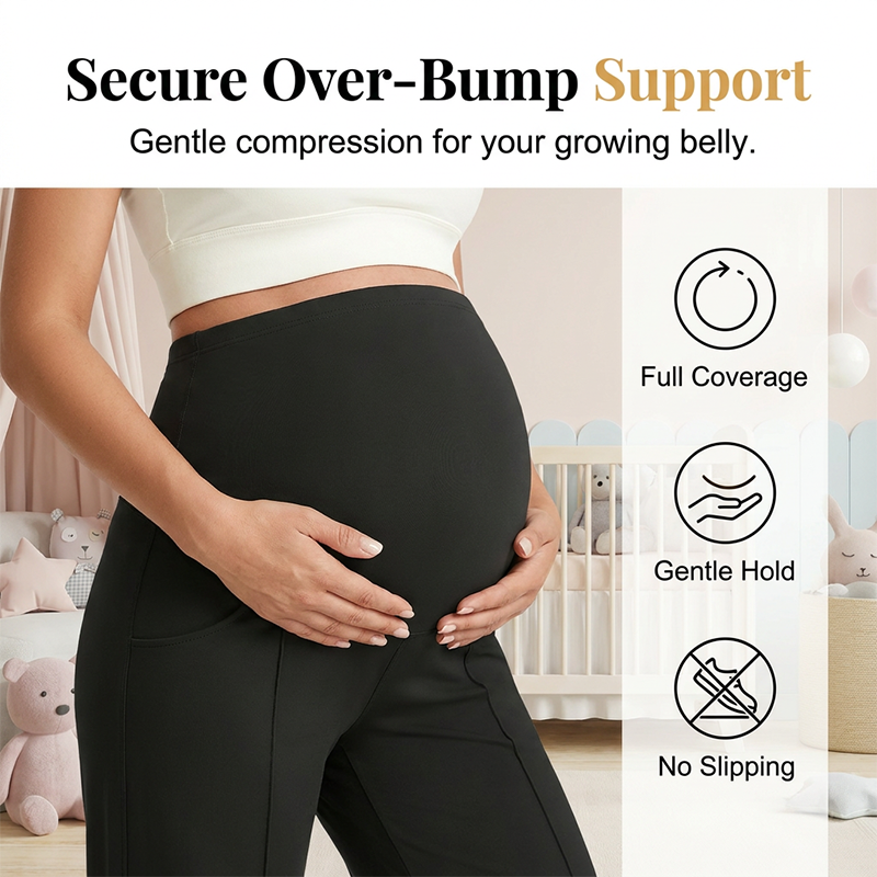 🤰 Women's Over Bump Maternity Wide Leg Lounge Pants | High Waist Pregnancy Trousers with Pockets ✨