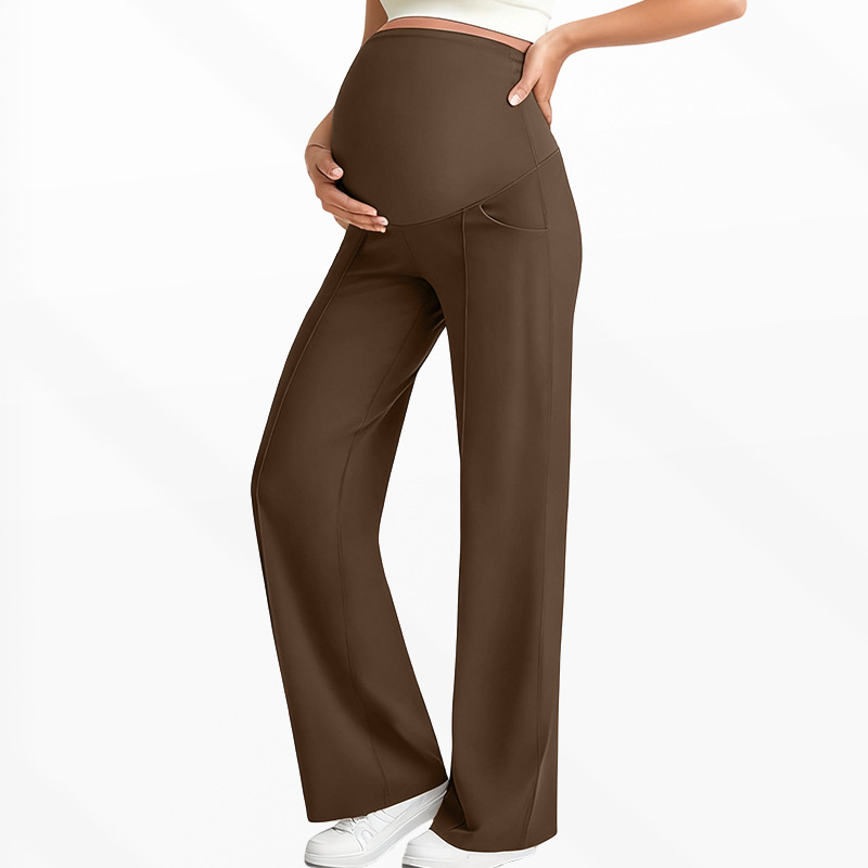 🤰 Women's Over Bump Maternity Wide Leg Lounge Pants | High Waist Pregnancy Trousers with Pockets ✨