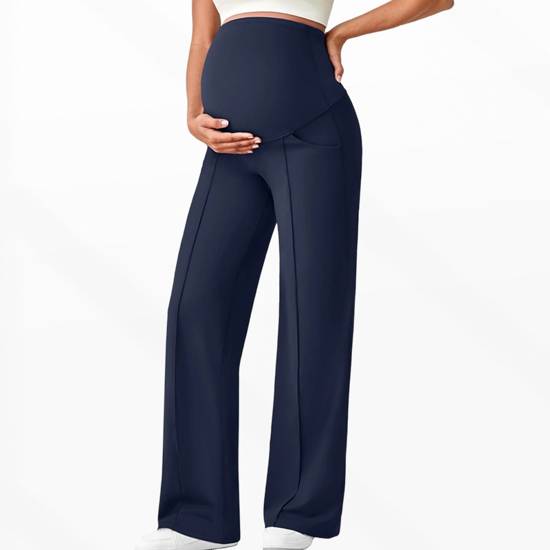 🤰 Women's Over Bump Maternity Wide Leg Lounge Pants | High Waist Pregnancy Trousers with Pockets ✨