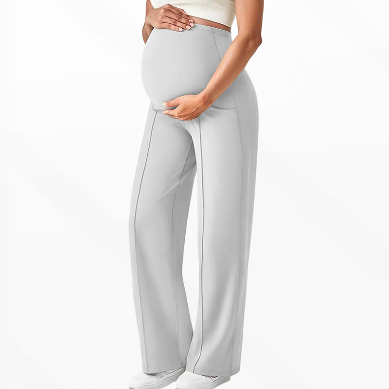🤰 Women's Over Bump Maternity Wide Leg Lounge Pants | High Waist Pregnancy Trousers with Pockets ✨
