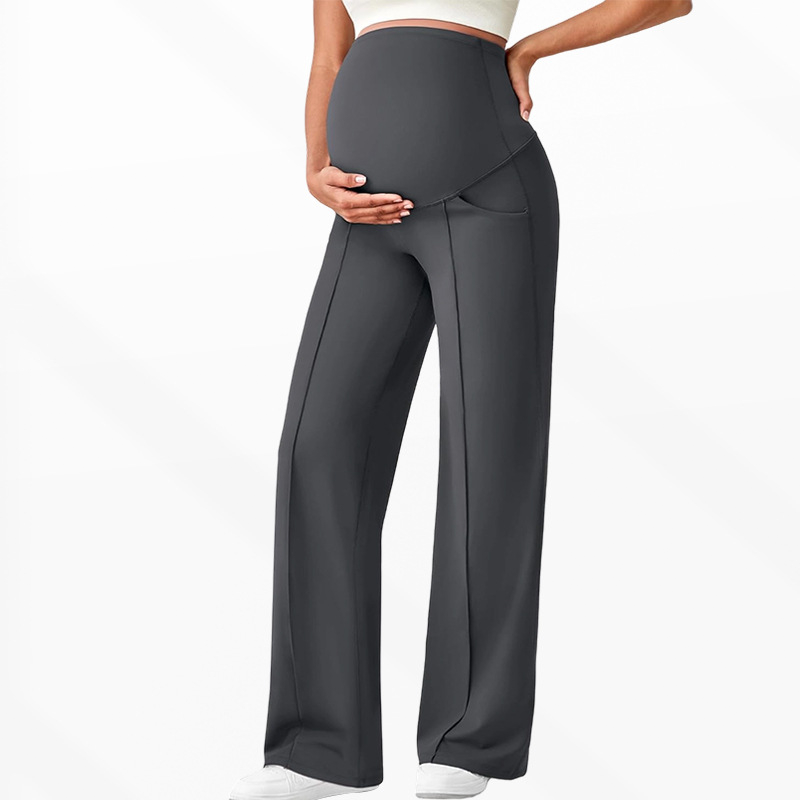 🤰 Women's Over Bump Maternity Wide Leg Lounge Pants | High Waist Pregnancy Trousers with Pockets ✨