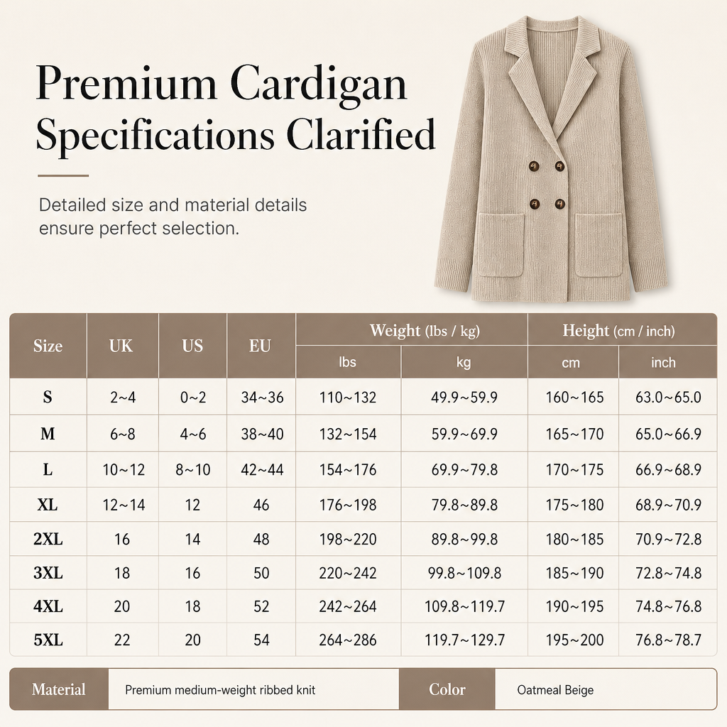 💖🧥 Women's Double-Breasted Ribbed Knit Cardigan | Pockets & Notched Lapel, Easy Layering ✨